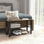 Simple Houseware Wood Top Shoe Storage Bench for Entryway, Rustic Brown - Grand Goldman