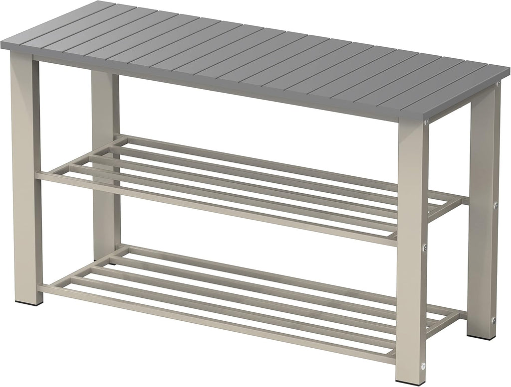 Simple Houseware Wood Top Shoe Storage Bench for Entryway, Rustic Brown - Grand Goldman