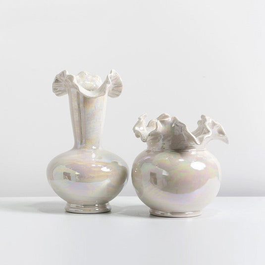 Simple Lace Vase Ceramic Flower Vessel - Grand Goldman