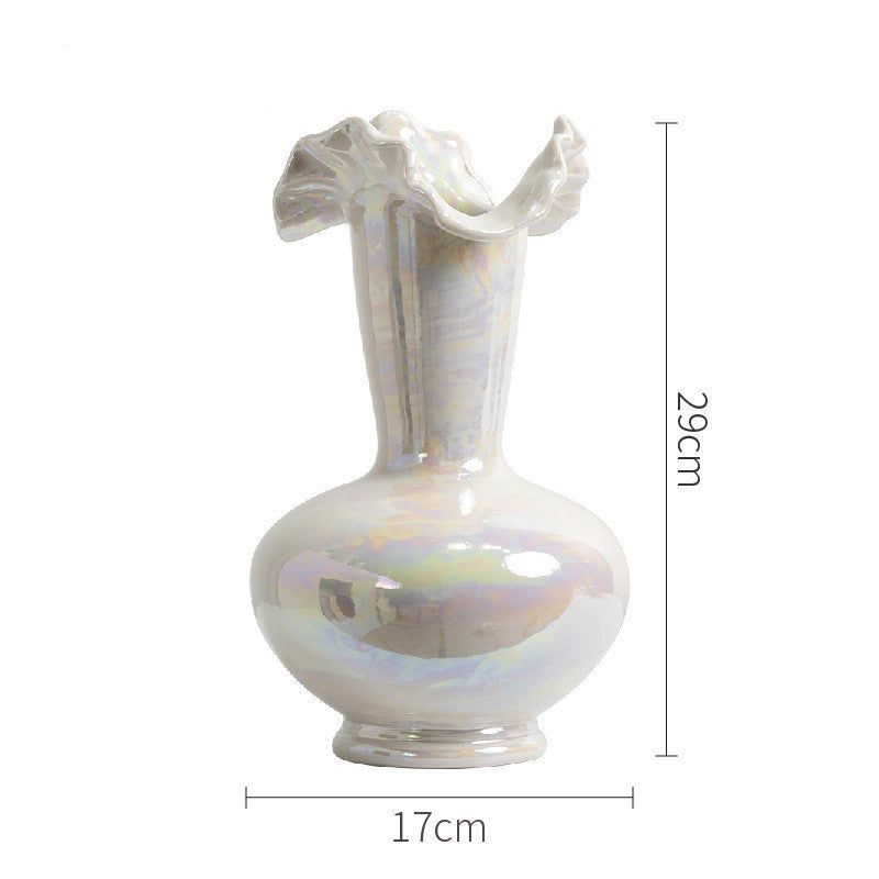 Simple Lace Vase Ceramic Flower Vessel - Grand Goldman