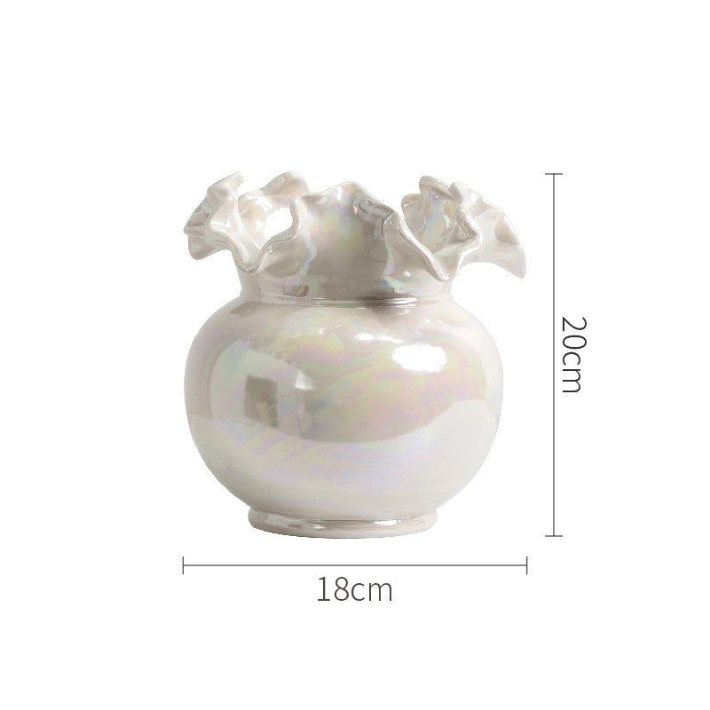 Simple Lace Vase Ceramic Flower Vessel - Grand Goldman