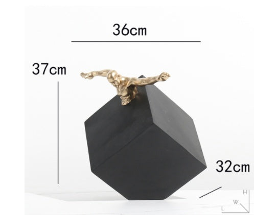 Simple Modern Abstract Athlete Sculpture Ornament - Grand Goldman