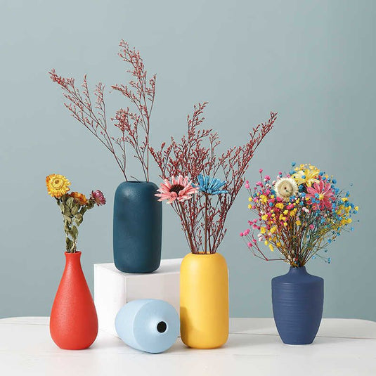 Simple Solid Color Ceramic Vases European Flower Arrangement Plant Pots - Grand Goldman