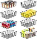 Simple Trending 6 Pack Large Wire Baskets for Organization, Metal Pantry Storage Baskets for Cabinet, Kitchen, Garage, Bathroom, Black - Grand Goldman