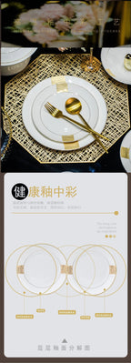 Simple and Luxury Jingdezhen Bone Porcelain Tableware Set Bowl and Plate Set Set Bowl and Plate Combination - Grand Goldman