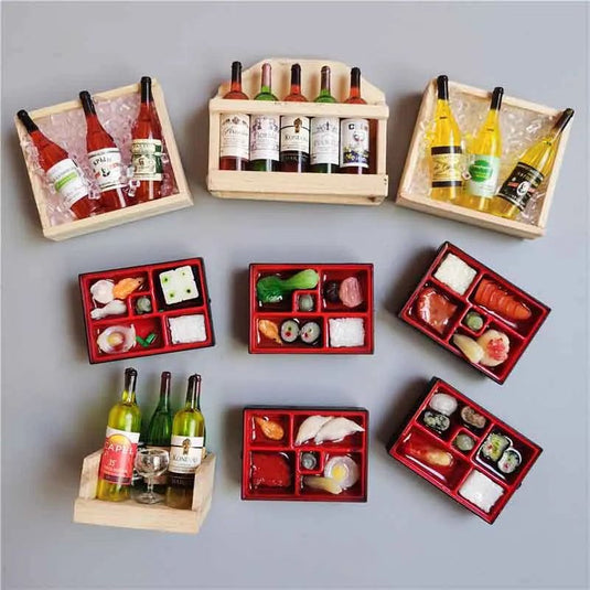 Simulated Food Box Japan Korea Sushi Food Fridge Sticker Silicone Magnetic Sticker Wooden Mini Red Wine Ornaments Kitchen Decor - Grand Goldman