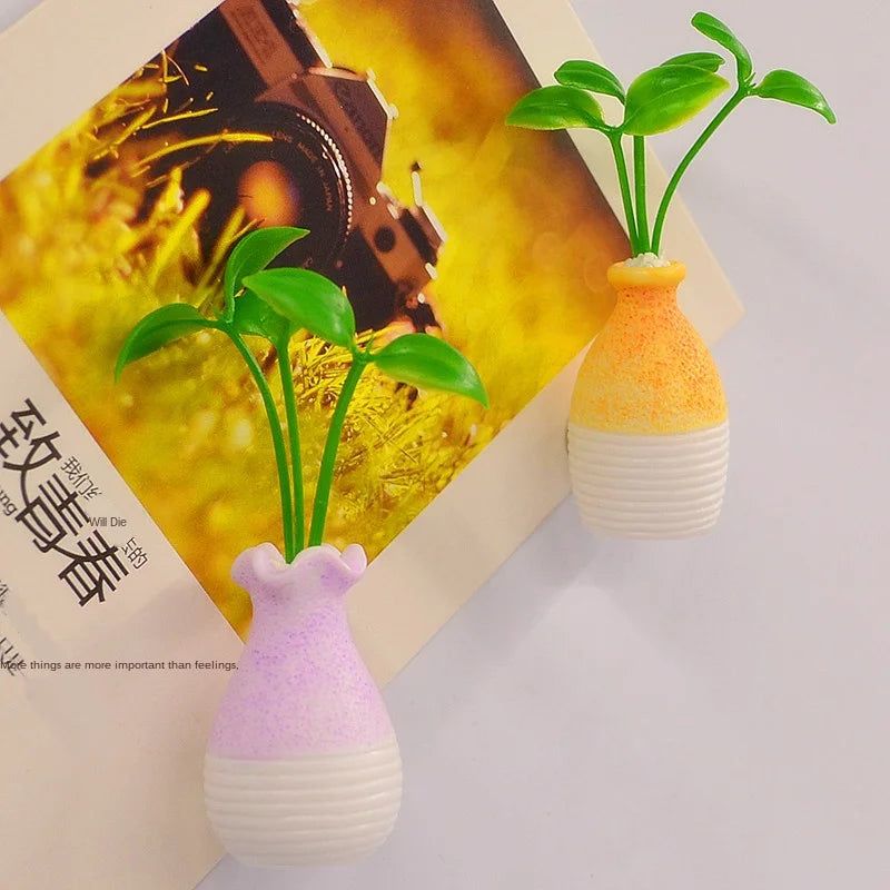 Simulation Vase Refrigerator Stickers Flower Pot Magnetic Stickers Decoration Crafts Gifts Fridge Magnet  Decorative Magnets - Grand Goldman