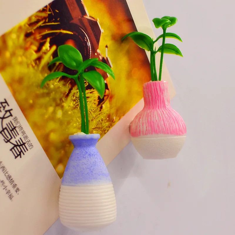 Simulation Vase Refrigerator Stickers Flower Pot Magnetic Stickers Decoration Crafts Gifts Fridge Magnet  Decorative Magnets - Grand Goldman