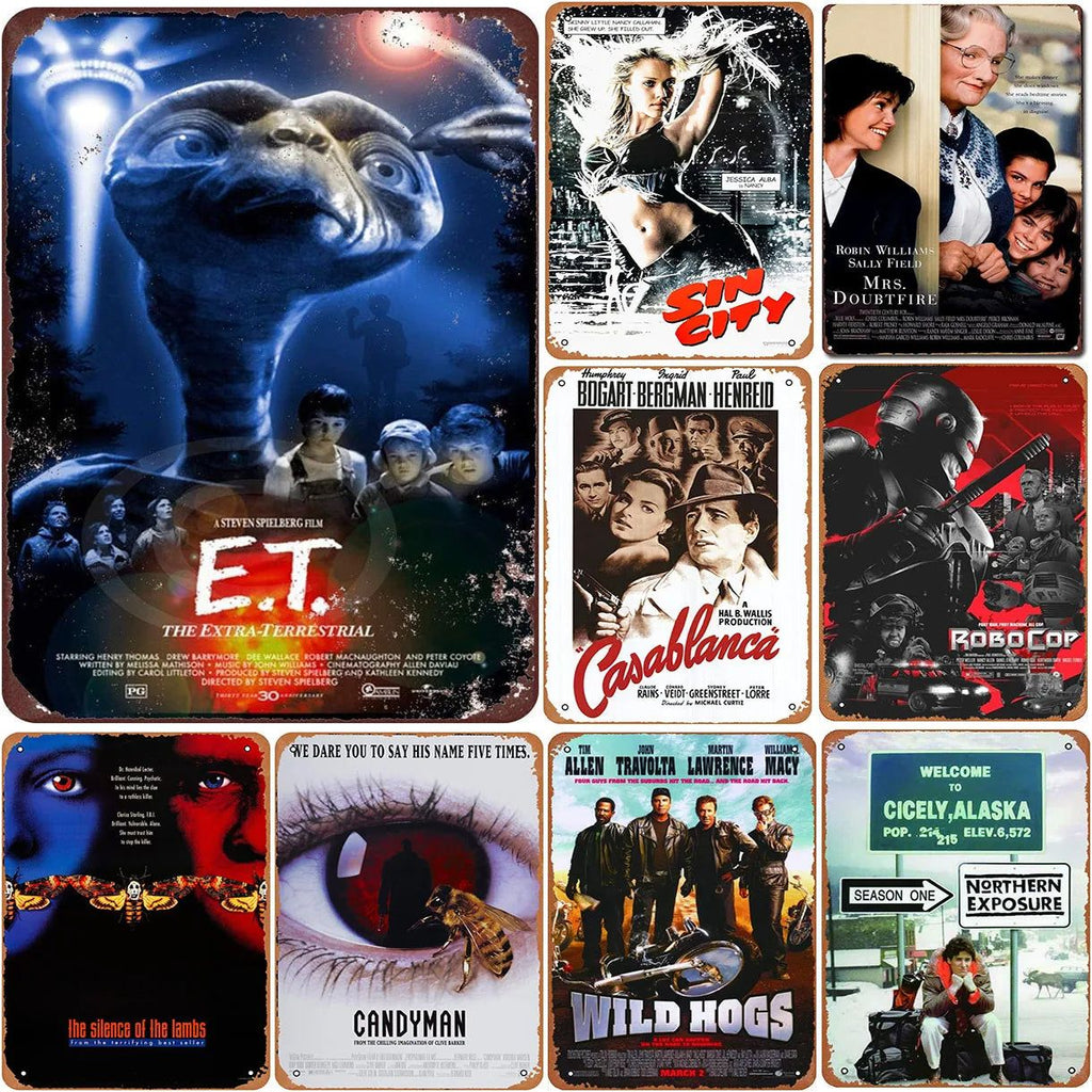 Sin City E.T. Metal Tin Signs Classic Movie Posters Plate Wall Decor for Home Film Bars Man Cave Cafe Clubs Garage Retro Posters - Grand Goldman