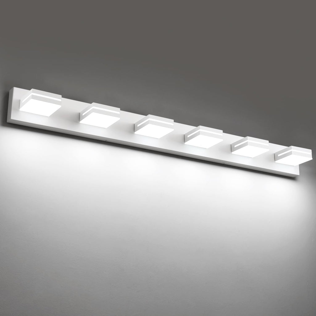 SineRise LED Modern Bathroom Vanity Light Fixtures (3-Light, 24-Inch), Matte Black Modern Acrylic Bathroom Wall Lighting Fixtures Over Mirror (Cool White 6000K) - Grand Goldman