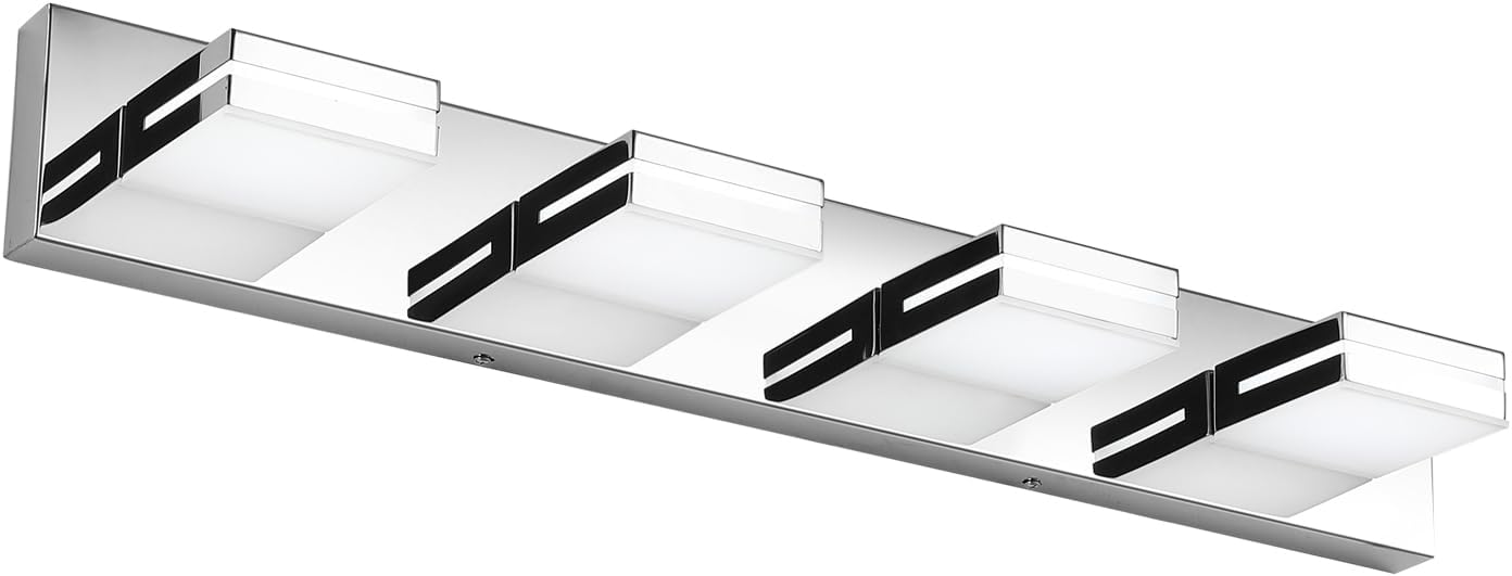 SineRise LED Modern Bathroom Vanity Light Fixtures (3-Light, 24-Inch), Matte Black Modern Acrylic Bathroom Wall Lighting Fixtures Over Mirror (Cool White 6000K) - Grand Goldman