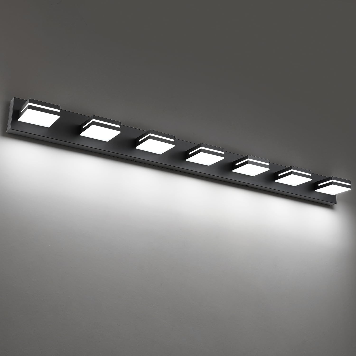 SineRise LED Modern Bathroom Vanity Light Fixtures (3-Light, 24-Inch), Matte Black Modern Acrylic Bathroom Wall Lighting Fixtures Over Mirror (Cool White 6000K) - Grand Goldman