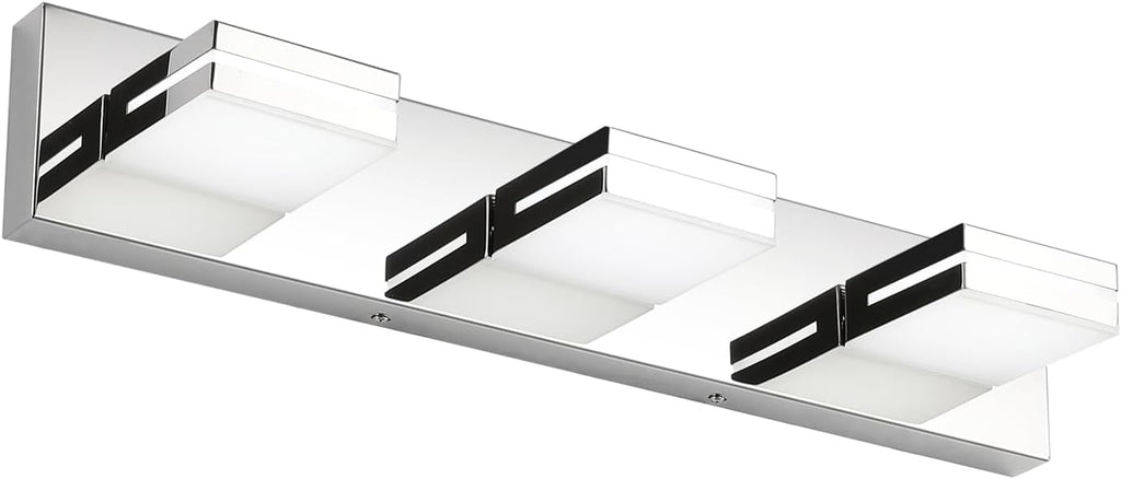 SineRise LED Modern Bathroom Vanity Light Fixtures (3-Light, 24-Inch), Matte Black Modern Acrylic Bathroom Wall Lighting Fixtures Over Mirror (Cool White 6000K) - Grand Goldman