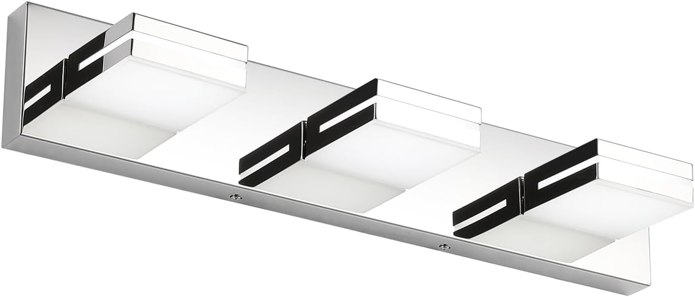 SineRise LED Modern Bathroom Vanity Light Fixtures (3-Light, 24-Inch), Matte Black Modern Acrylic Bathroom Wall Lighting Fixtures Over Mirror (Cool White 6000K) - Grand Goldman