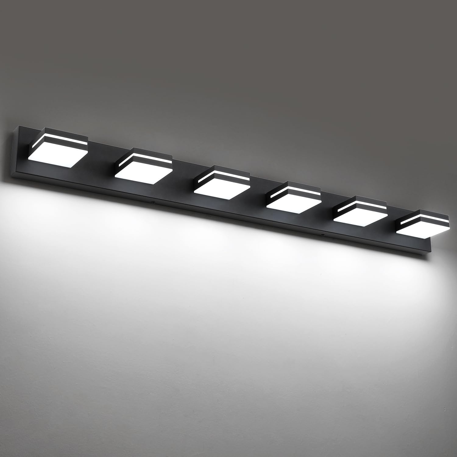 SineRise LED Modern Bathroom Vanity Light Fixtures (3-Light, 24-Inch), Matte Black Modern Acrylic Bathroom Wall Lighting Fixtures Over Mirror (Cool White 6000K) - Grand Goldman