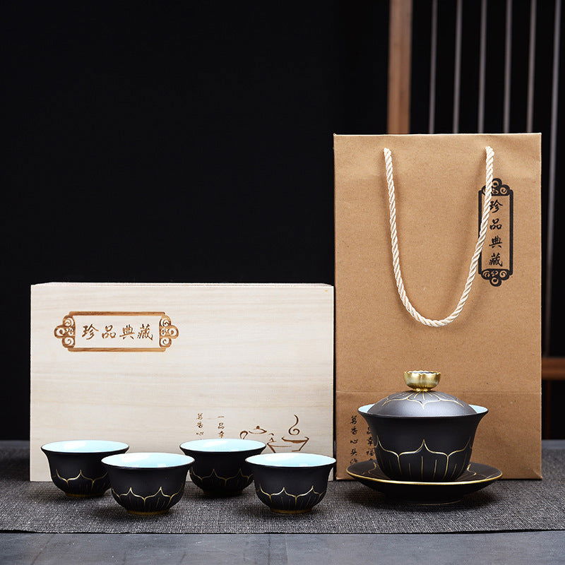 Single Ceramic Large Master Cup Kung Fu Tea Set - Grand Goldman