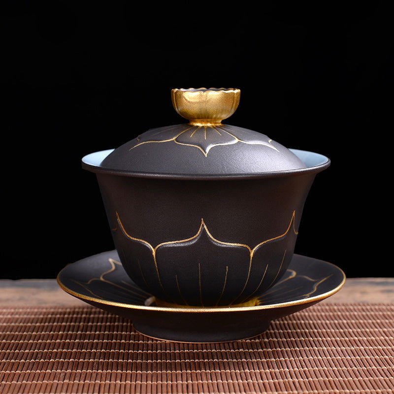 Single Ceramic Large Master Cup Kung Fu Tea Set - Grand Goldman