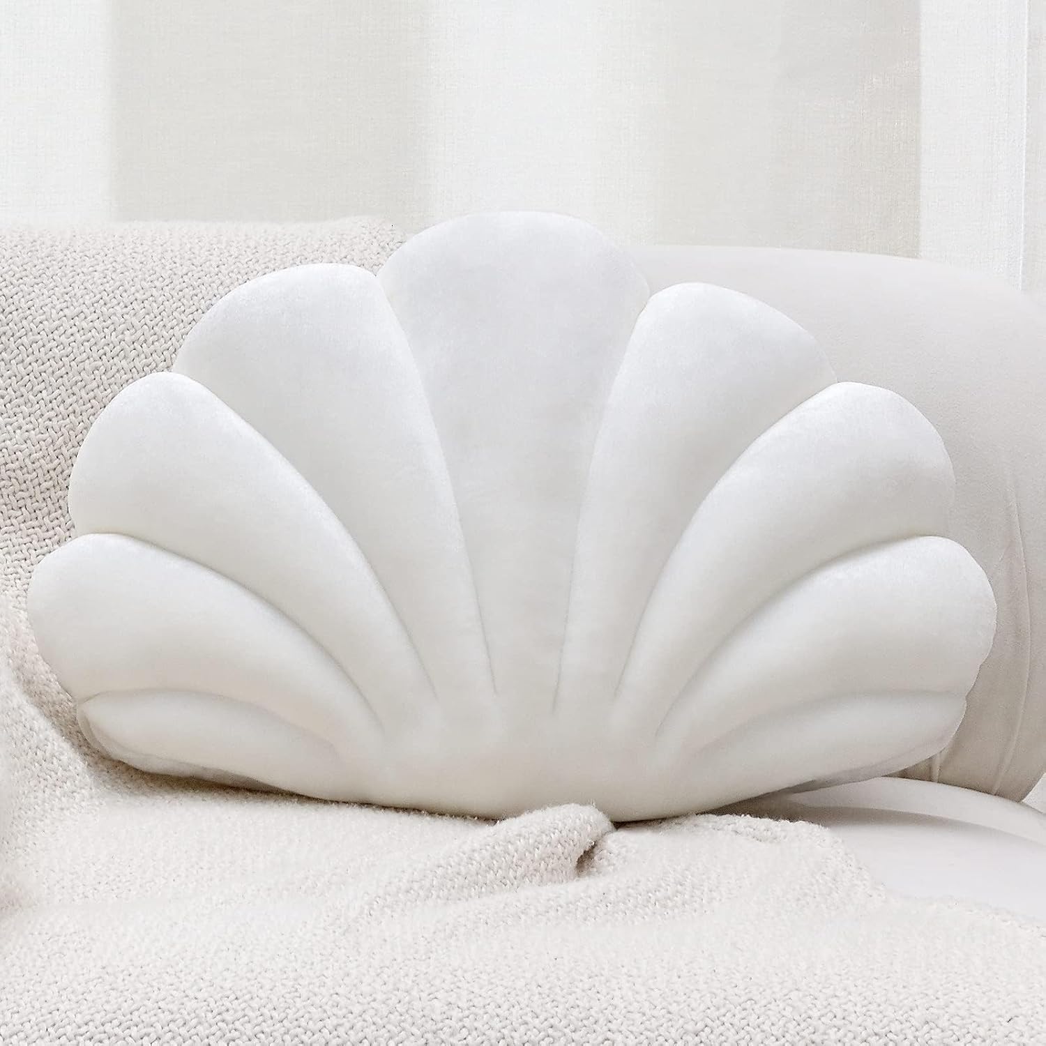 Sioloc Shell Pillows,Seashell Shaped Accent Throw Pillows,Decorative Pillow Cushion Floor Pillow for Couch Bed(Ivory,13 X 10 in) - Grand Goldman