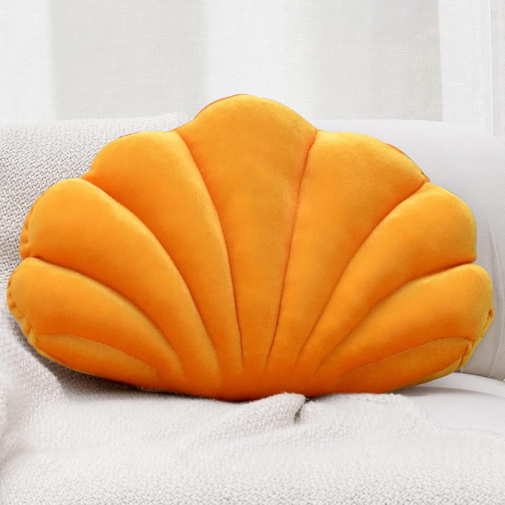 Sioloc Shell Pillows,Seashell Shaped Accent Throw Pillows,Decorative Pillow Cushion Floor Pillow for Couch Bed(Ivory,13 X 10 in) - Grand Goldman