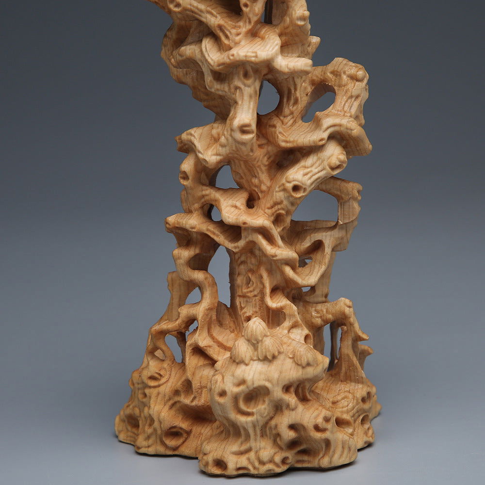 Sitting Tree Vine Guanyin Buddha Statue Ornaments Wooden Crafts - Grand Goldman