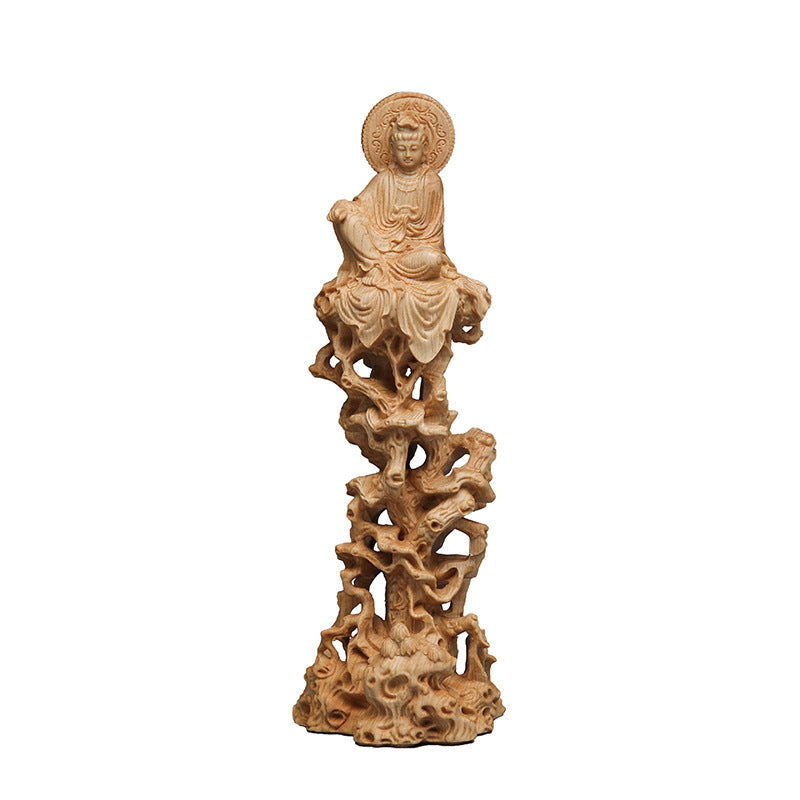 Sitting Tree Vine Guanyin Buddha Statue Ornaments Wooden Crafts - Grand Goldman