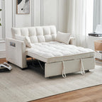 Sleeper Sofa Bed, 3-in-1 Velvet Pull Out Couch with Armrests, Storage Pockets and 2 Pillows, Adjustable Backrest, Sofa Bed Couch for Living Room, Bedroom(Black) - Grand Goldman