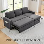 Sleeper Sofa Bed, 85'' Pull-Out Convertible Sofa Bed, Lounge Soft Futon Sofa, Detachable Chenille Cover, Couches for Living Room/Office/Apartment, Grey - Grand Goldman