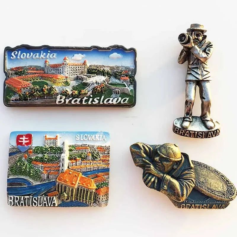 Slovak Fridge Magnets Capital Bratislava Slovakia Landmark Tourist Attractions Decorative Crafts Magnetic refrigerator sticker - Grand Goldman