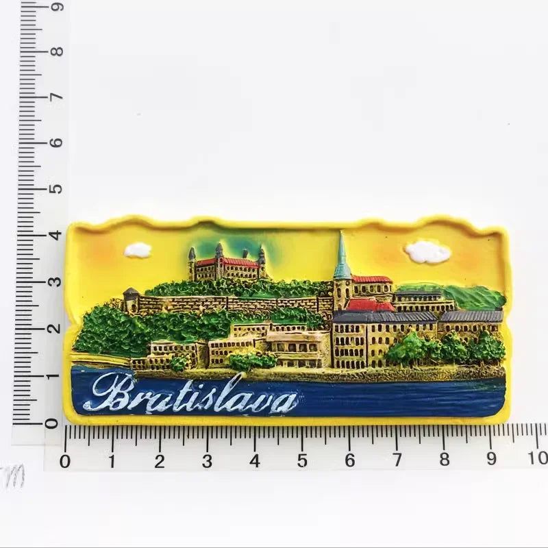 Slovak Fridge Magnets Capital Bratislava Slovakia Landmark Tourist Attractions Decorative Crafts Magnetic refrigerator sticker - Grand Goldman