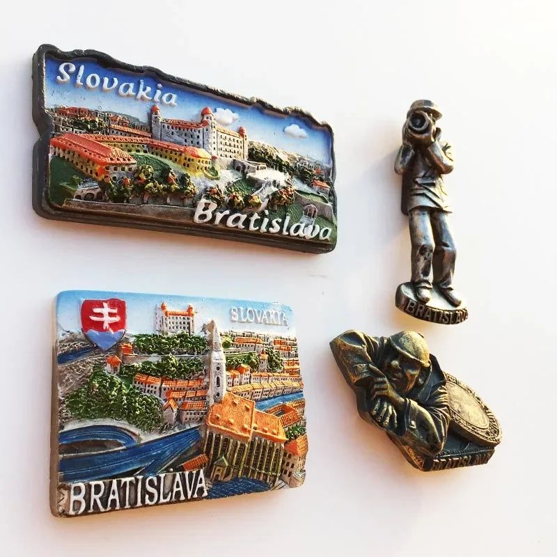 Slovak Fridge Magnets Capital Bratislava Slovakia Landmark Tourist Attractions Decorative Crafts Magnetic refrigerator sticker - Grand Goldman
