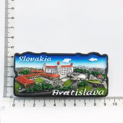 Slovak Fridge Magnets Capital Bratislava Slovakia Landmark Tourist Attractions Decorative Crafts Magnetic refrigerator sticker - Grand Goldman