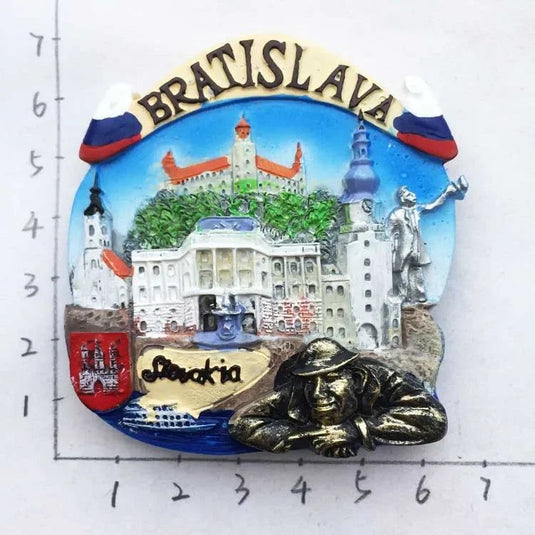 Slovak Fridge Magnets Capital Bratislava Slovakia Landmark Tourist Attractions Decorative Crafts Magnetic refrigerator sticker - Grand Goldman