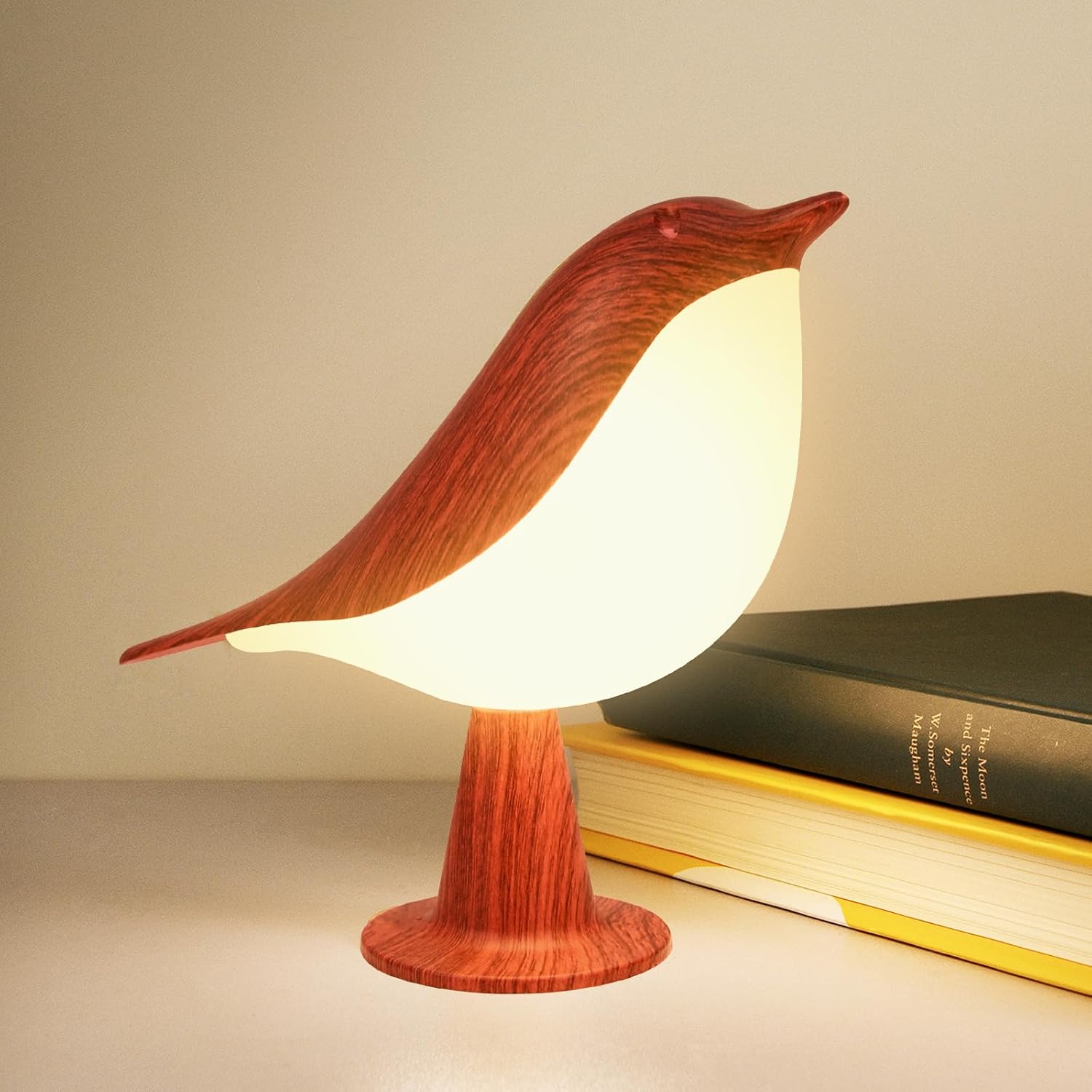 Small Desk Lamp, Bird Lamp Bedside Lamps with 3 Color Temperature and Touch Sensor,Cordless Lamp Kids Night Light with Rechargeable Battery for Bedroom Nightstand Bedside Table - Grand Goldman