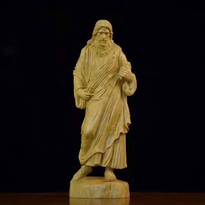 Small Leaf Boxwood Carving Jesus Ornaments Chinese Style Wood - Grand Goldman