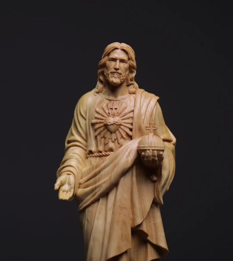 Small Leaf Boxwood Carving Jesus Ornaments Chinese Style Wood - Grand Goldman