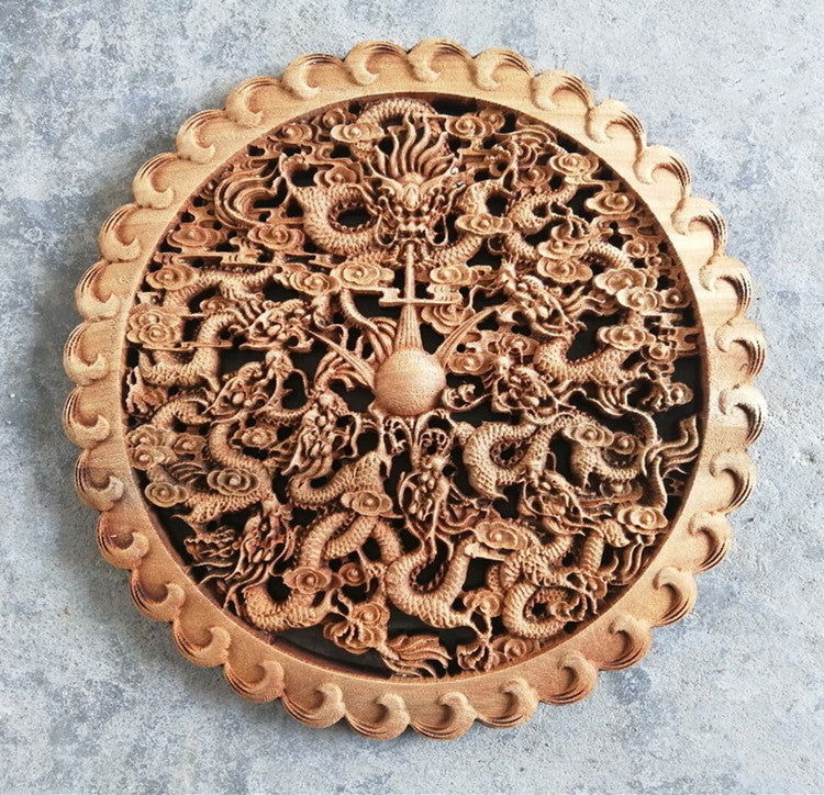 Small Pendant Ornaments Camphor Solid Wood Hollow Carving - Grand Goldman