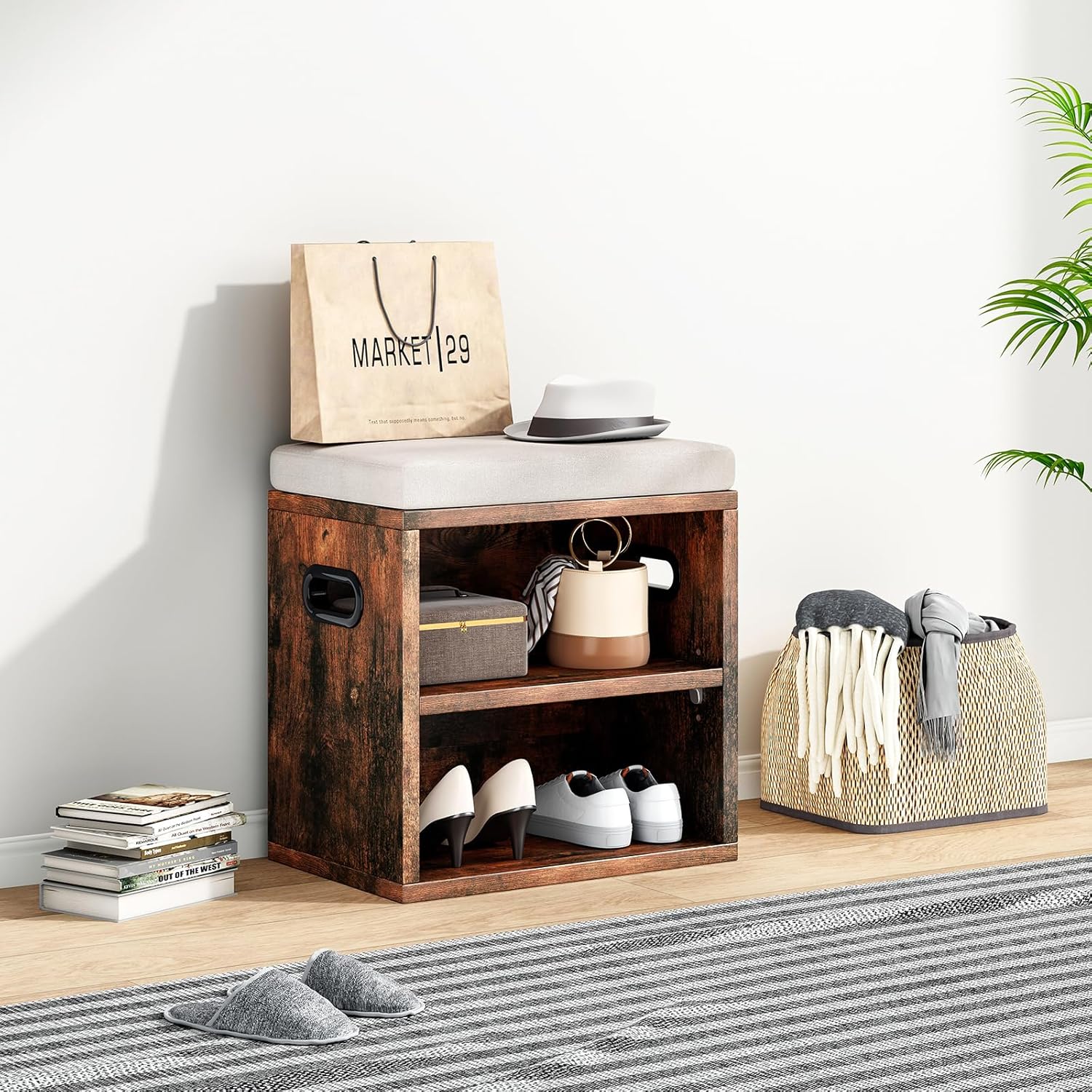 Small Shoe Bench for Entryway Shoe Bench with Cushion Shoe Bench with Storage and Seating,Small Bench Seat Entryway Shoe Rack with Bench,Small Shoe Bench Entryway Shoe Bench Small White - Grand Goldman