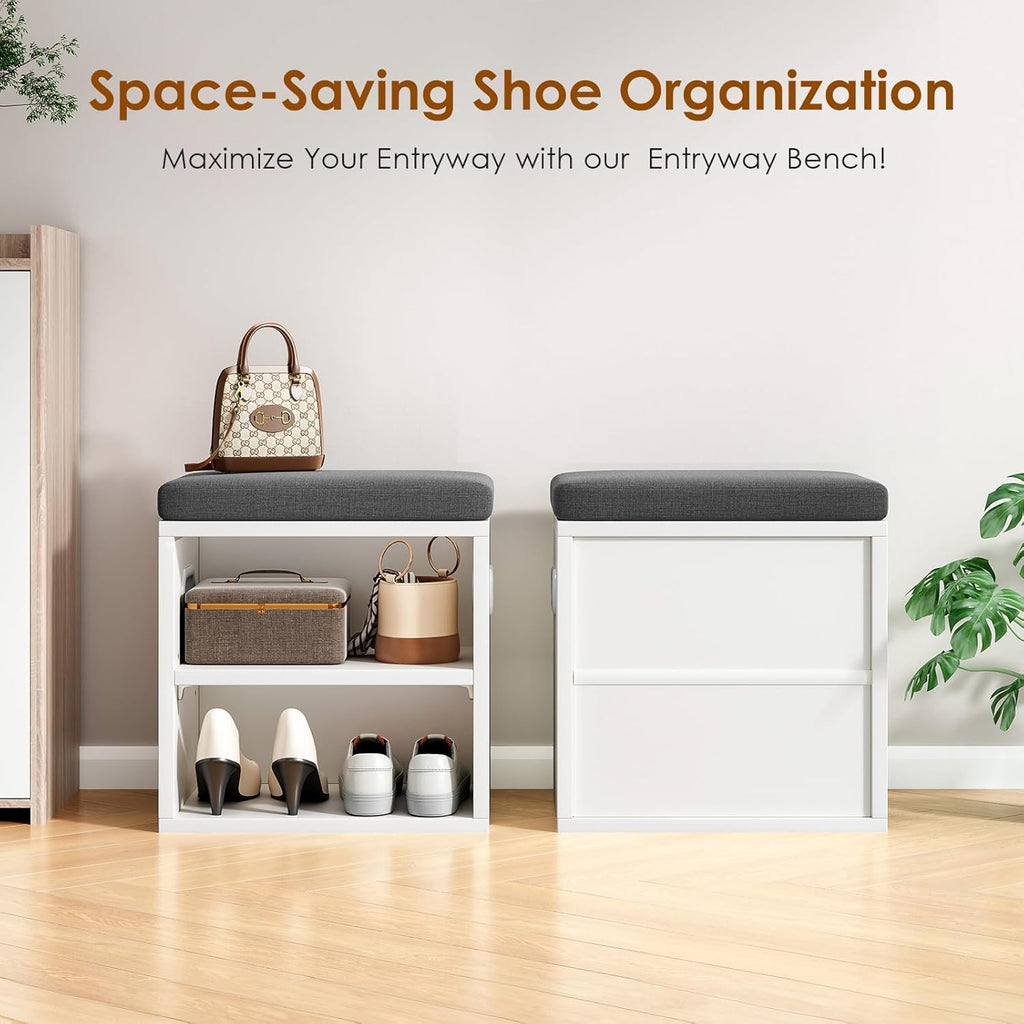 Small Shoe Bench for Entryway Shoe Bench with Cushion Shoe Bench with Storage and Seating,Small Bench Seat Entryway Shoe Rack with Bench,Small Shoe Bench Entryway Shoe Bench Small White - Grand Goldman