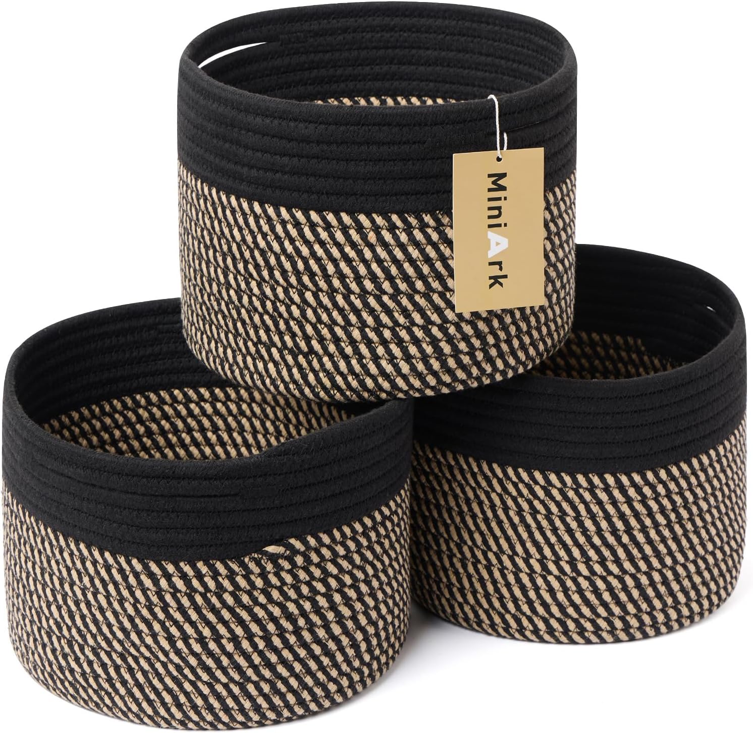 Small Storage Basket for Organizing | Cube Shelf Closet Storage Baskets | 9.7×9.7×7.1” Cute Baby Basket for Nursery | Woven Rope Basket Bins | Gift Basket Easter | Round 3 Packs Oxide Red - Grand Goldman