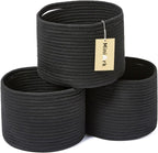 Small Storage Basket for Organizing | Cube Shelf Closet Storage Baskets | 9.7×9.7×7.1” Cute Baby Basket for Nursery | Woven Rope Basket Bins | Gift Basket Easter | Round 3 Packs Oxide Red - Grand Goldman