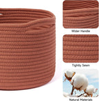 Small Storage Basket for Organizing | Cube Shelf Closet Storage Baskets | 9.7×9.7×7.1” Cute Baby Basket for Nursery | Woven Rope Basket Bins | Gift Basket Easter | Round 3 Packs Oxide Red - Grand Goldman