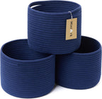 Small Storage Basket for Organizing | Cube Shelf Closet Storage Baskets | 9.7×9.7×7.1” Cute Baby Basket for Nursery | Woven Rope Basket Bins | Gift Basket Easter | Round 3 Packs Oxide Red - Grand Goldman