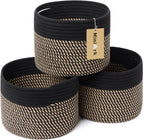 Small Storage Basket for Organizing | Cube Shelf Closet Storage Baskets | 9.7×9.7×7.1” Cute Baby Basket for Nursery | Woven Rope Basket Bins | Gift Basket Easter | Round 3 Packs Oxide Red - Grand Goldman