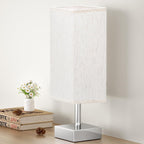 Small Table Lamp for Bedroom - Bedside Lamps for Nightstand, Minimalist Night Stand Light Lamp with Square Fabric Shade, Desk Reading Lamp for Kids Room Living Room Office Dorm - Grand Goldman