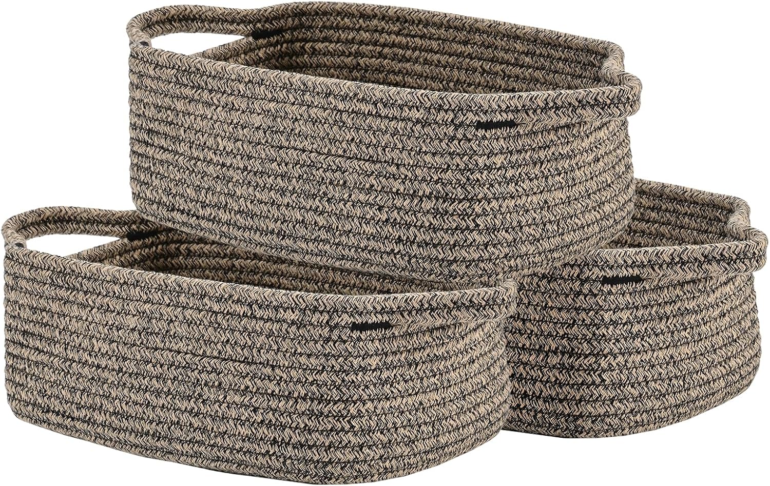 Small Woven Basket, 12 x 8 x 4.5 Inches, Small Storage Baskets for Organizing, Gift Baskets Empty, Cute Small Rope Shelf Closet Storage Bins Baskets for Shelves, Dog Toy Basket, 3 Packs, Off White - Grand Goldman