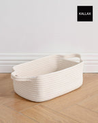 Small Woven Basket, 12 x 8 x 4.5 Inches, Small Storage Baskets for Organizing, Gift Baskets Empty, Cute Small Rope Shelf Closet Storage Bins Baskets for Shelves, Dog Toy Basket, 3 Packs, Off White - Grand Goldman
