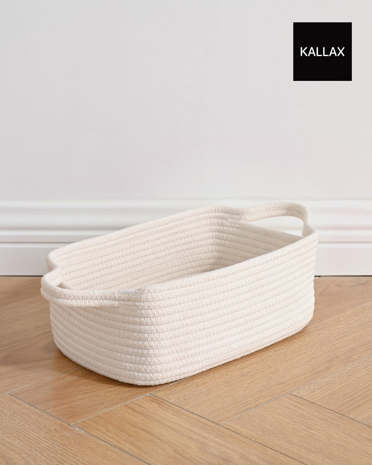 Small Woven Basket, 12 x 8 x 4.5 Inches, Small Storage Baskets for Organizing, Gift Baskets Empty, Cute Small Rope Shelf Closet Storage Bins Baskets for Shelves, Dog Toy Basket, 3 Packs, Off White - Grand Goldman
