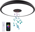 Smart Waterproof LED Ceiling Light Fixture,with Bluetooth Speaker,11 Inch,18 watt, 2700K-6500K Dimmable Music Lamp,RGB Color Changing Light with Remote Control,for Bathroom,Shower,Bedroom - Grand Goldman