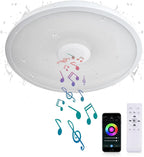 Smart Waterproof LED Ceiling Light Fixture,with Bluetooth Speaker,11 Inch,18 watt, 2700K-6500K Dimmable Music Lamp,RGB Color Changing Light with Remote Control,for Bathroom,Shower,Bedroom - Grand Goldman