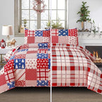 Smuge Christmas Bedspread Quilt Sets Queen Size - Nordic Cabin Lodge Wildlife Reindeers Snowflake Snowman Plaid New Year Winter Holiday Coverlet Bed Set Xmas Bedding Sets Throw Blanket Bedroom Decor - Grand Goldman
